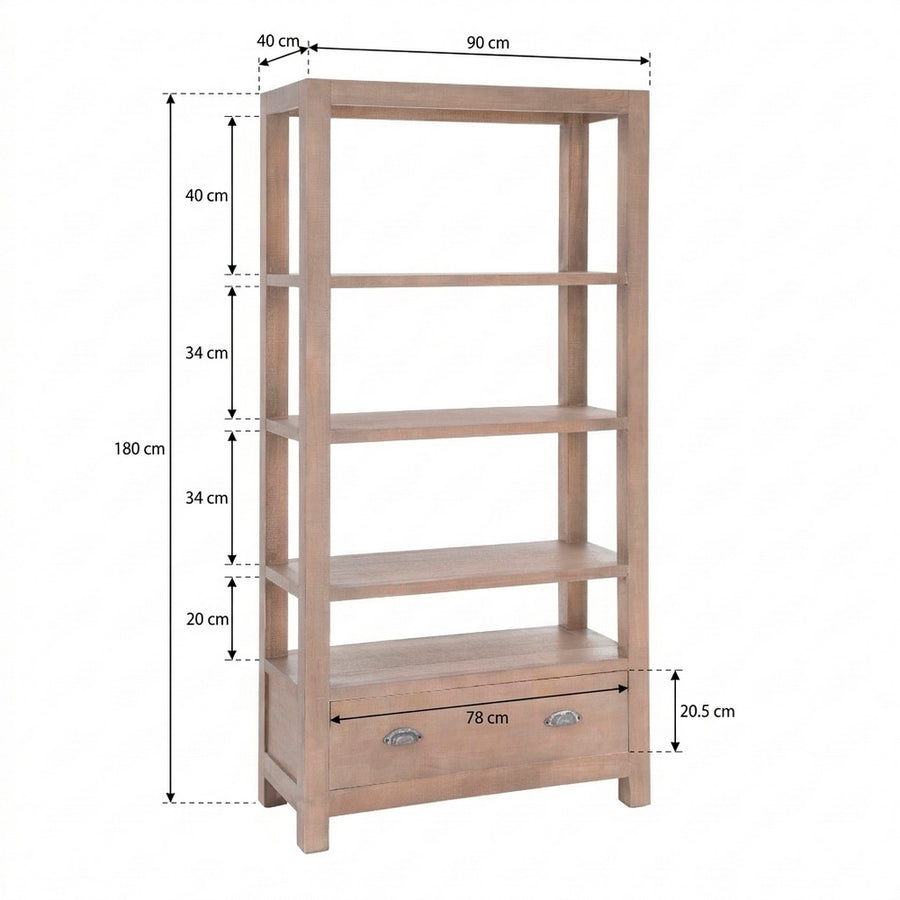 ESTANTERÍA NATURAL MADERA DE PINO 90 X 40 X 180 CM