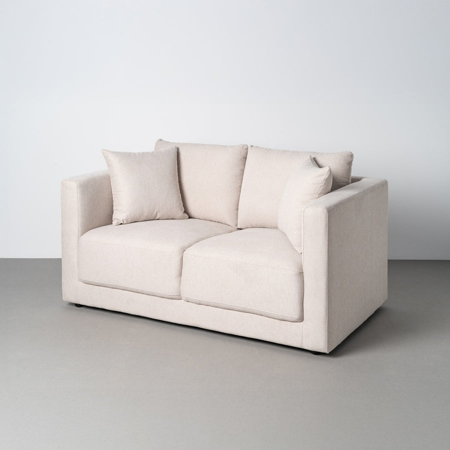 SOFÁ 2 PLAZAS CREMA TEJIDO-MADERA 165 X 96 X 86 CM