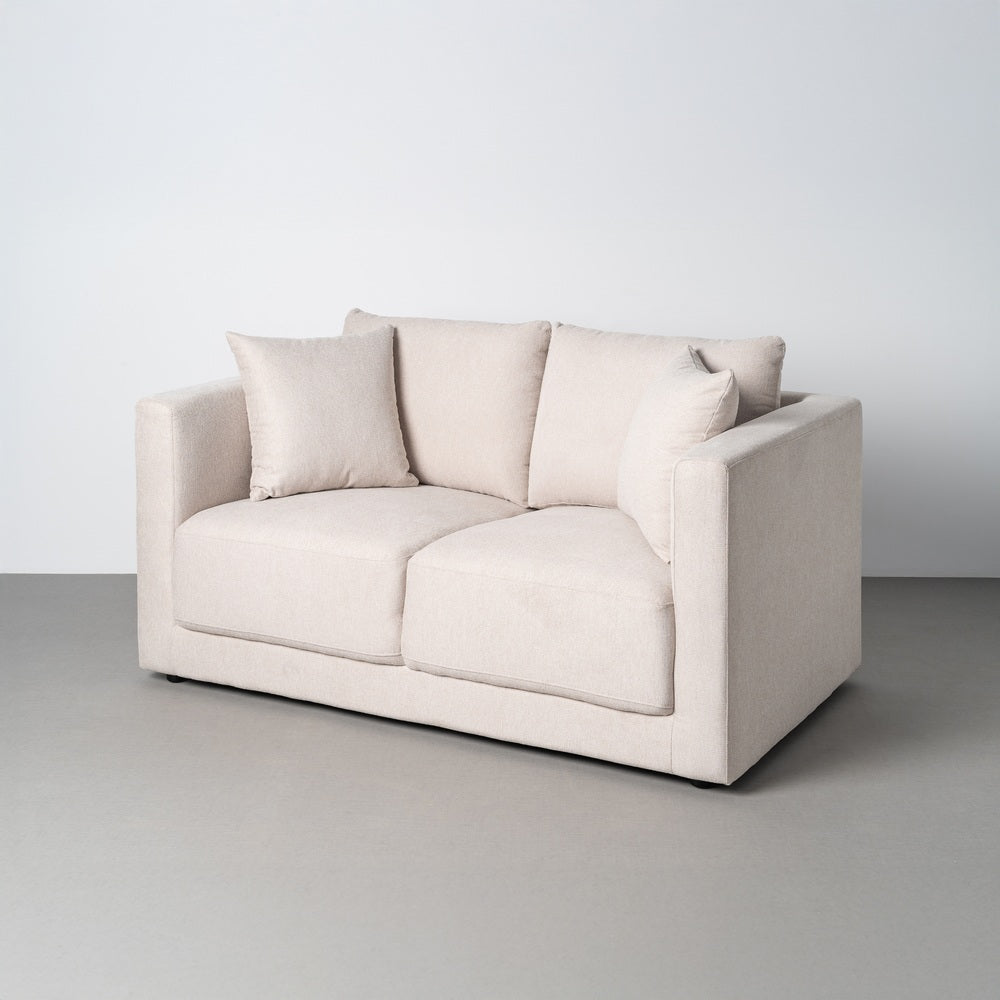 SOFÁ 2 PLAZAS CREMA TEJIDO-MADERA 165 X 96 X 86 CM