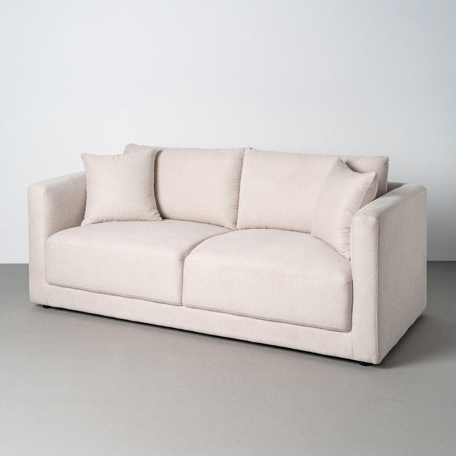 SOFÁ 3 PLAZAS CREMA TEJIDO-MADERA 210 X 96 X 86 CM