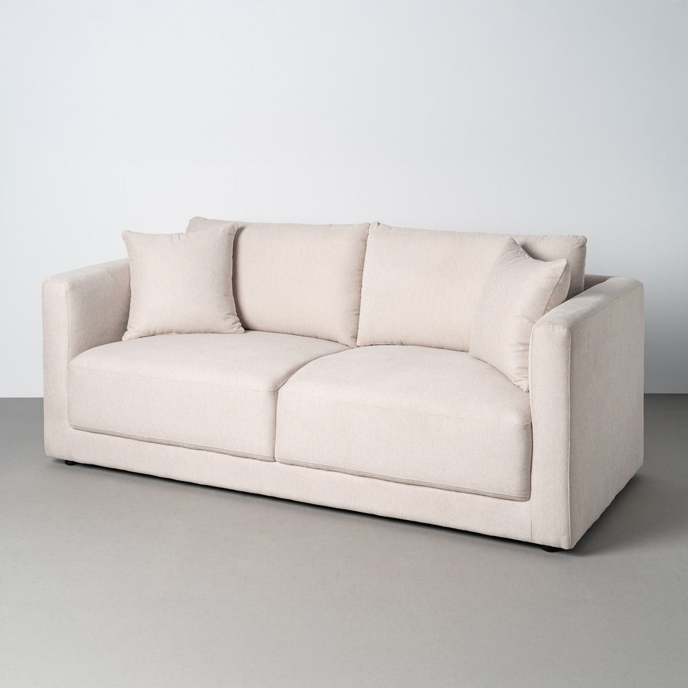 SOFÁ 3 PLAZAS CREMA TEJIDO-MADERA 210 X 96 X 86 CM