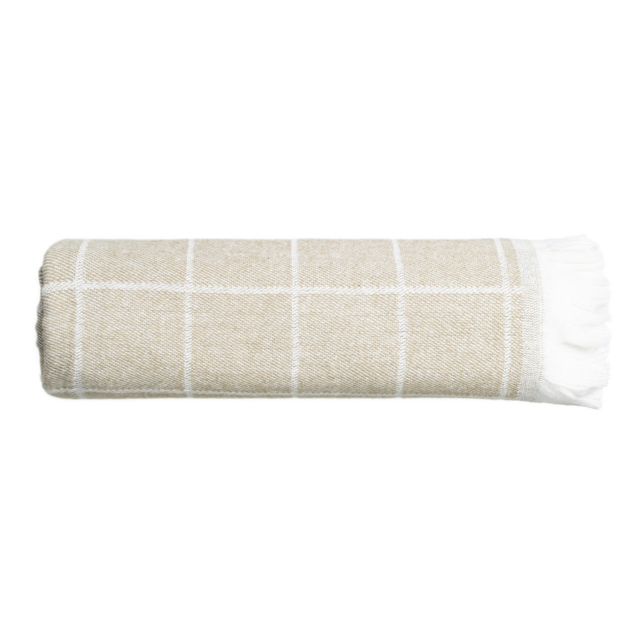GREEN CHECKED COTTON BEDSPREAD 200 X 260 CM
