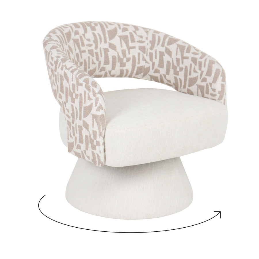 SILLÓN GIRATORIO CREMA-BEIGE 71 X 68 X 72 CM
