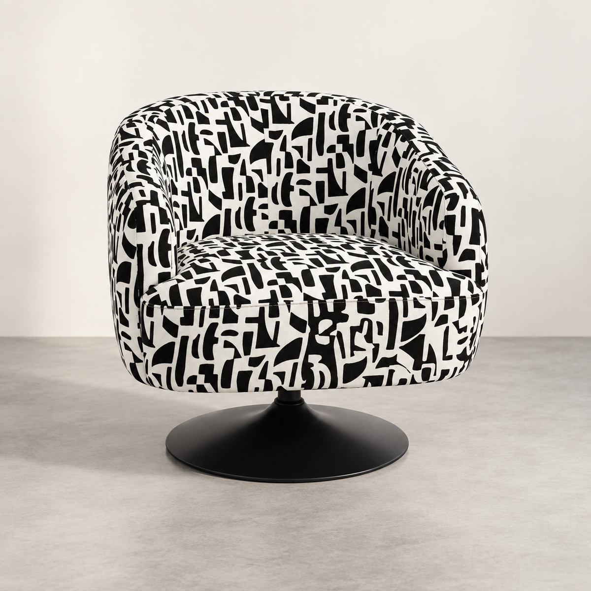 SILLÓN GIRATORIO NEGRO-BLANCO — 3/4