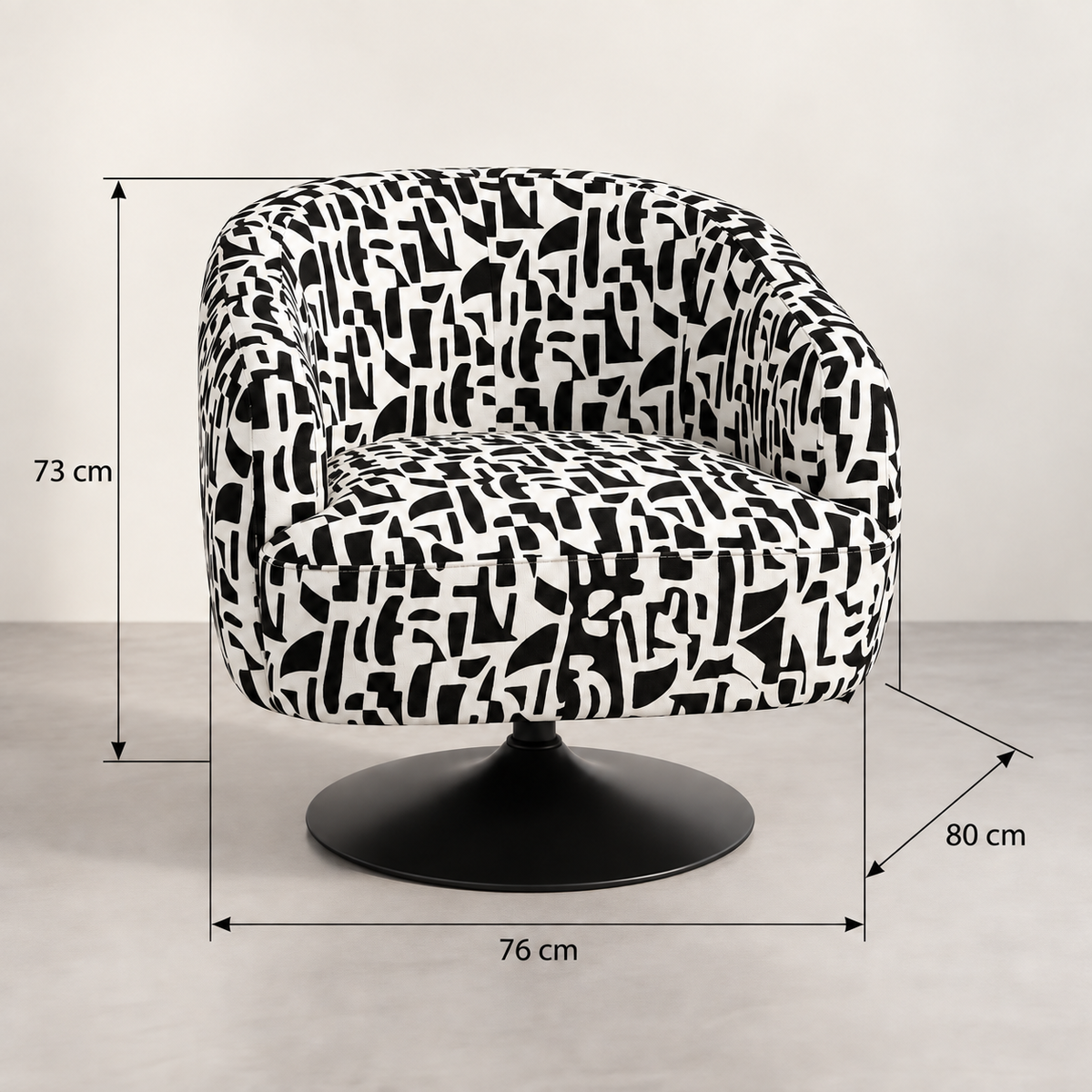 SILLÓN GIRATORIO NEGRO-BLANCO 76 X 80 X 73 CM