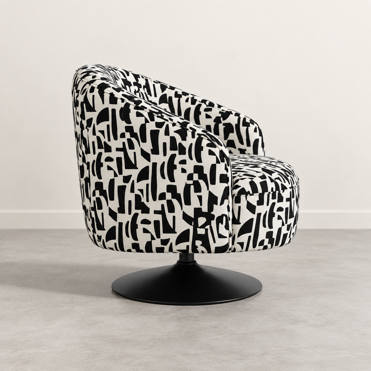 SILLÓN GIRATORIO NEGRO-BLANCO — LATERAL
