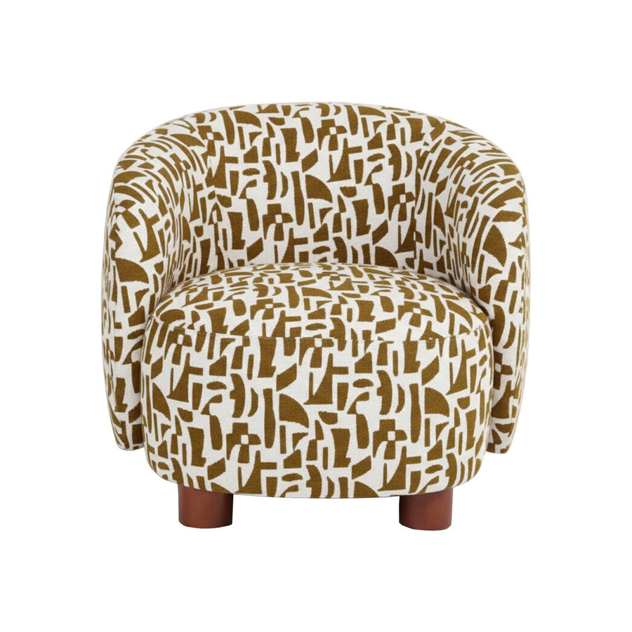 SILLÓN ESTAMPADO CREMA-OCRE TEJIDO-METAL 80 X 82 X 62 CM