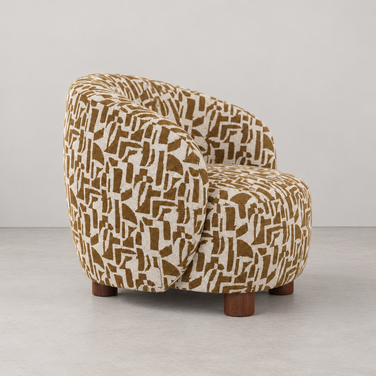 Sillón Sol crema y ocre — vista lateral
