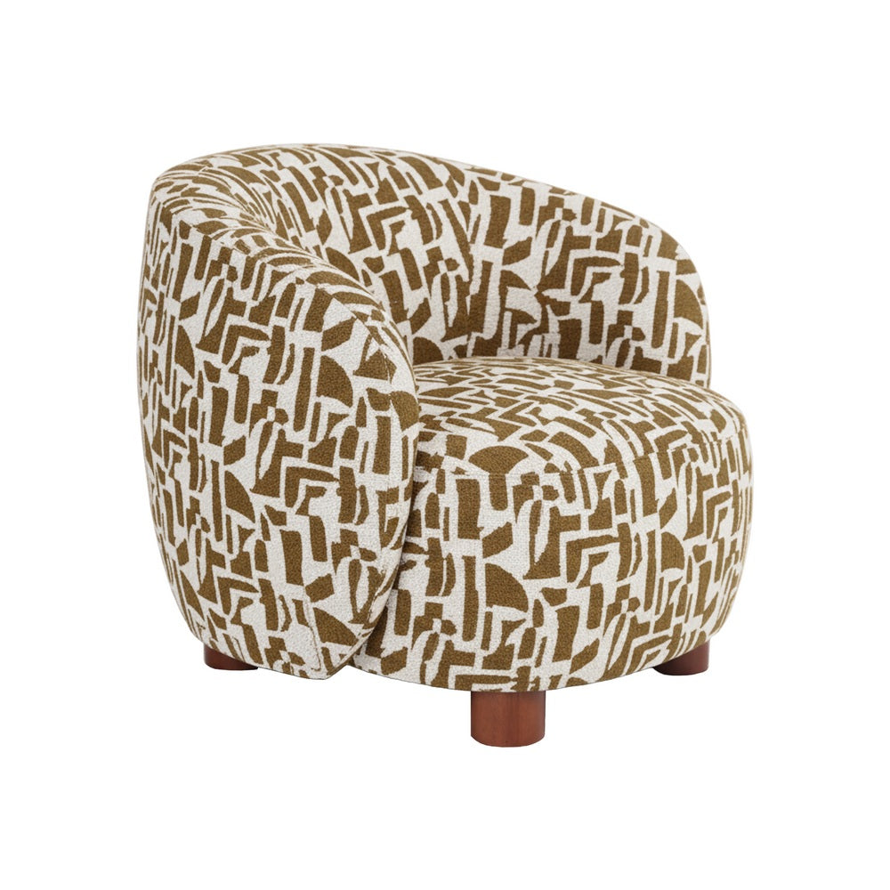 SILL�N ESTAMPADO CREMA-OCRE TEJIDO-METAL 80 X 82 X 62 CM