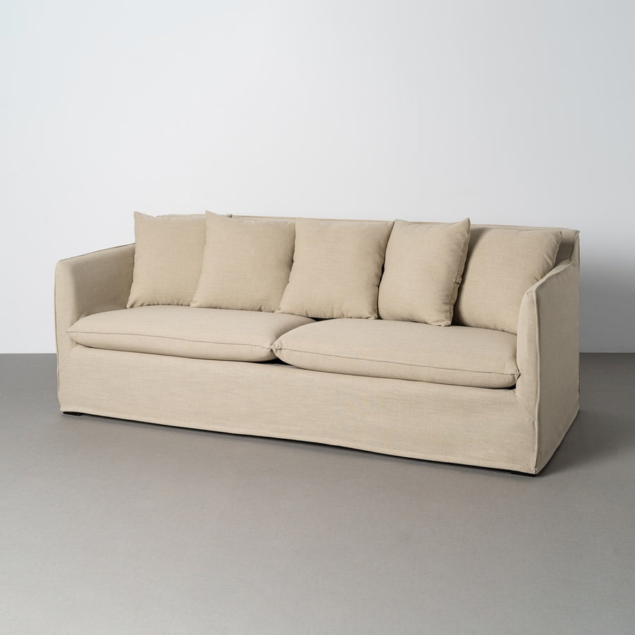 SOFÁ TAUPE TEJIDO SALÓN 215 X 92 X 78 CM