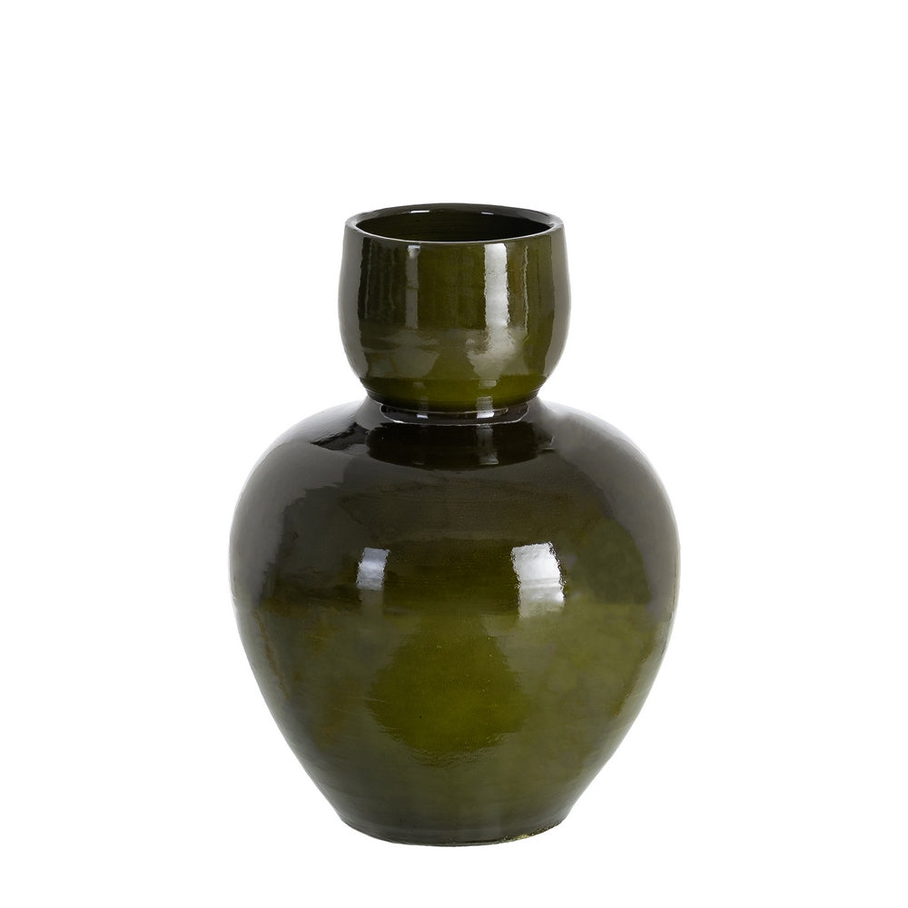 JARRÓN VERDE CERÁMICA DECORACIÓN 22 X 22 X 30 CM