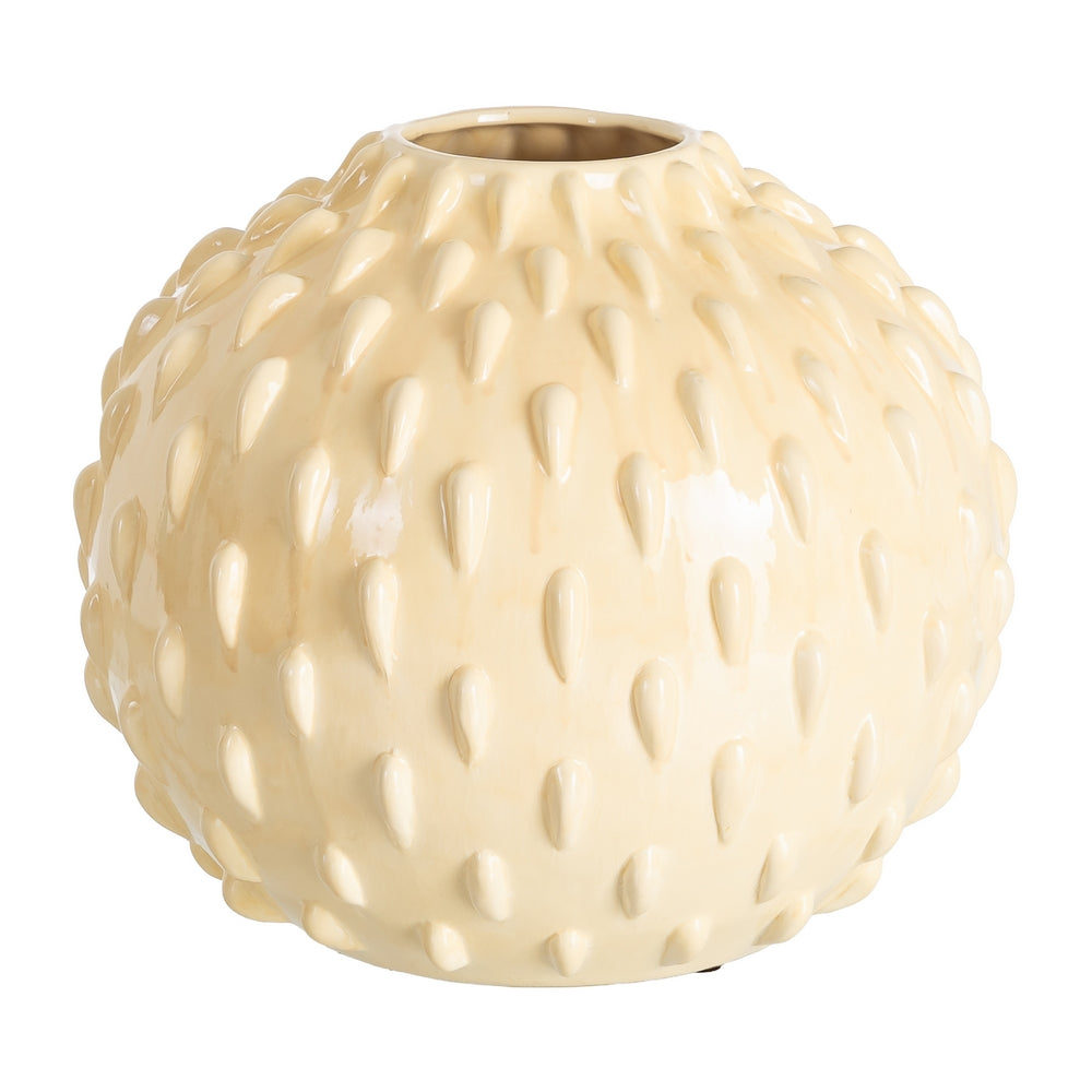 JARRÓN CREMA CERÁMICA DECORACIÓN 37 X 37 X 31 CM
