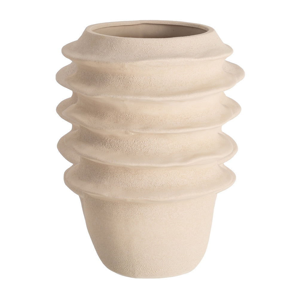 MACETERO CREMA CERÁMICA DECORACIÓN 36 X 36 X 52 CM