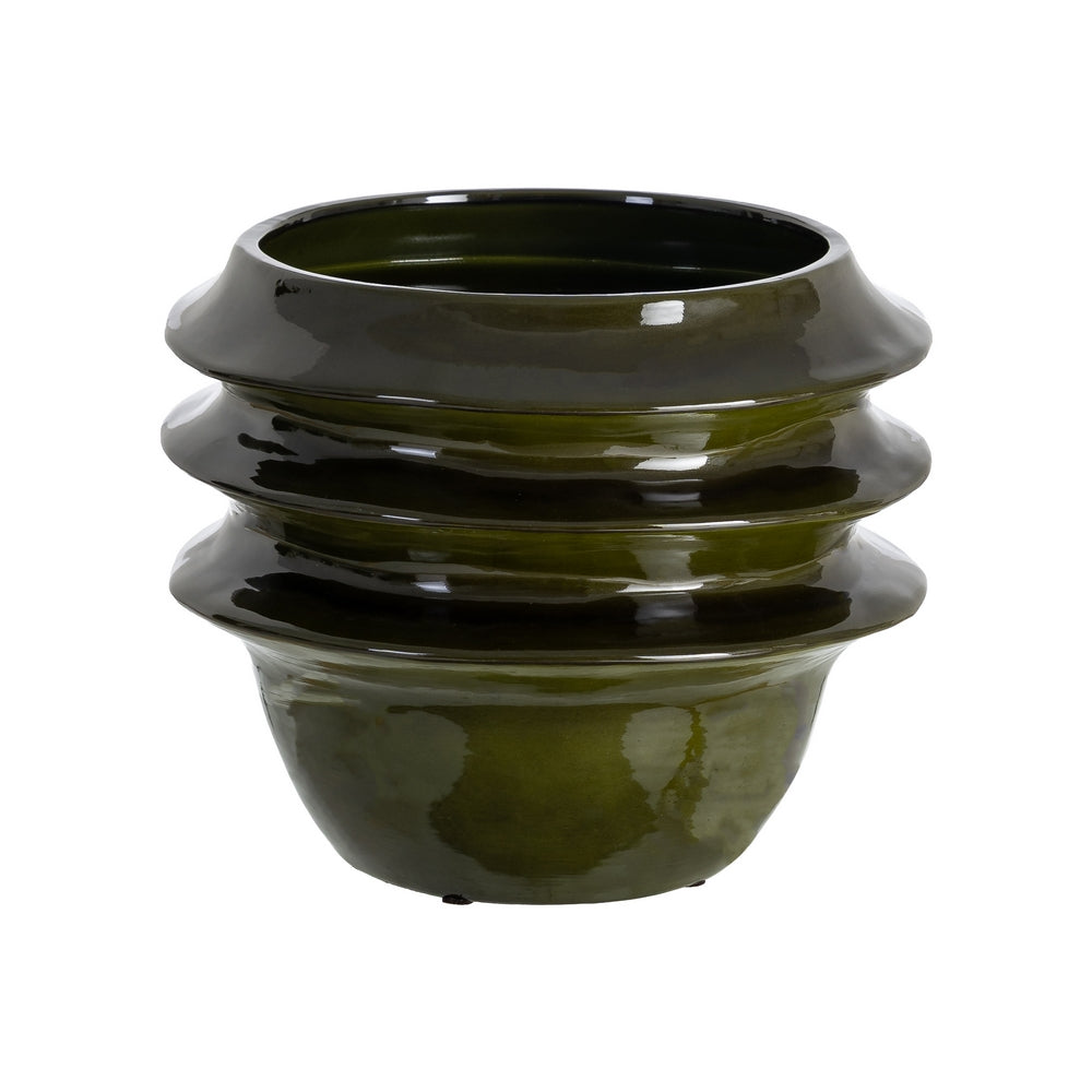 MACETERO VERDE CERÁMICA DECORACIÓN 35 X 35 X 30 CM
