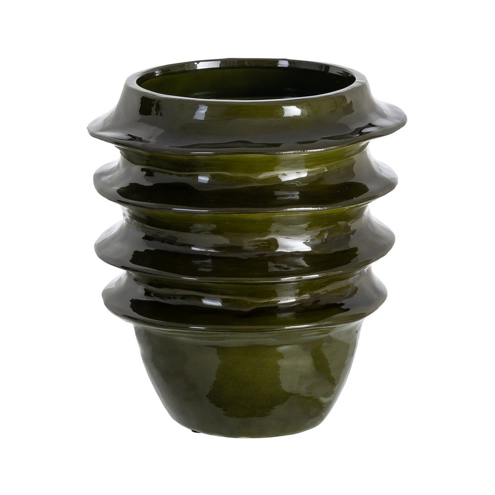 JARRÓN VERDE CERÁMICA DECORACIÓN 30 X 30 X 33 CM