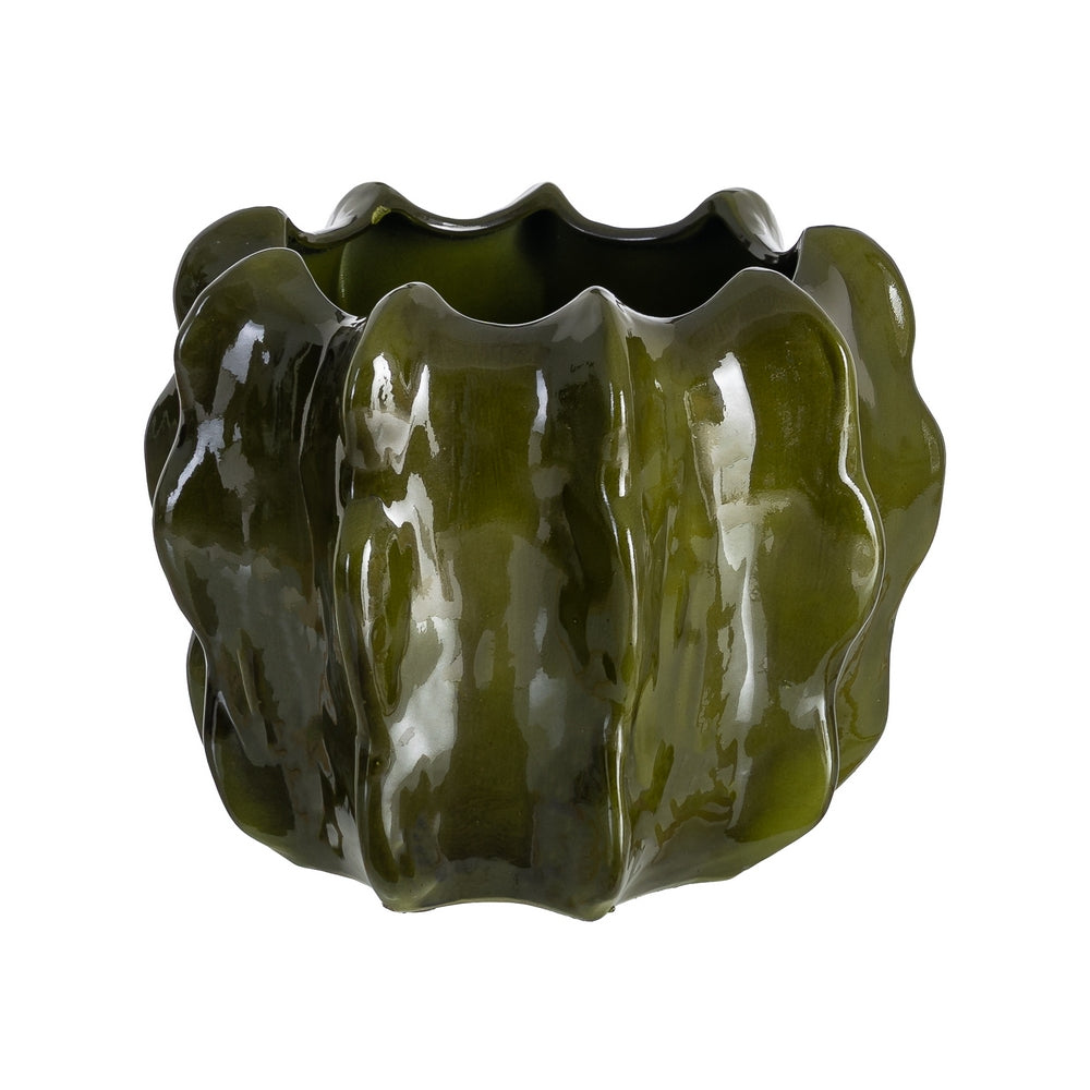 MACETERO VERDE CERÁMICA DECORACIÓN 30 X 30 X 29 CM