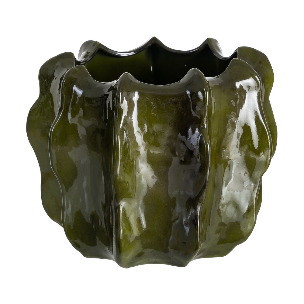 GREEN CERAMIC PLANTER DECORATION 35 X 35 X 34 CM
