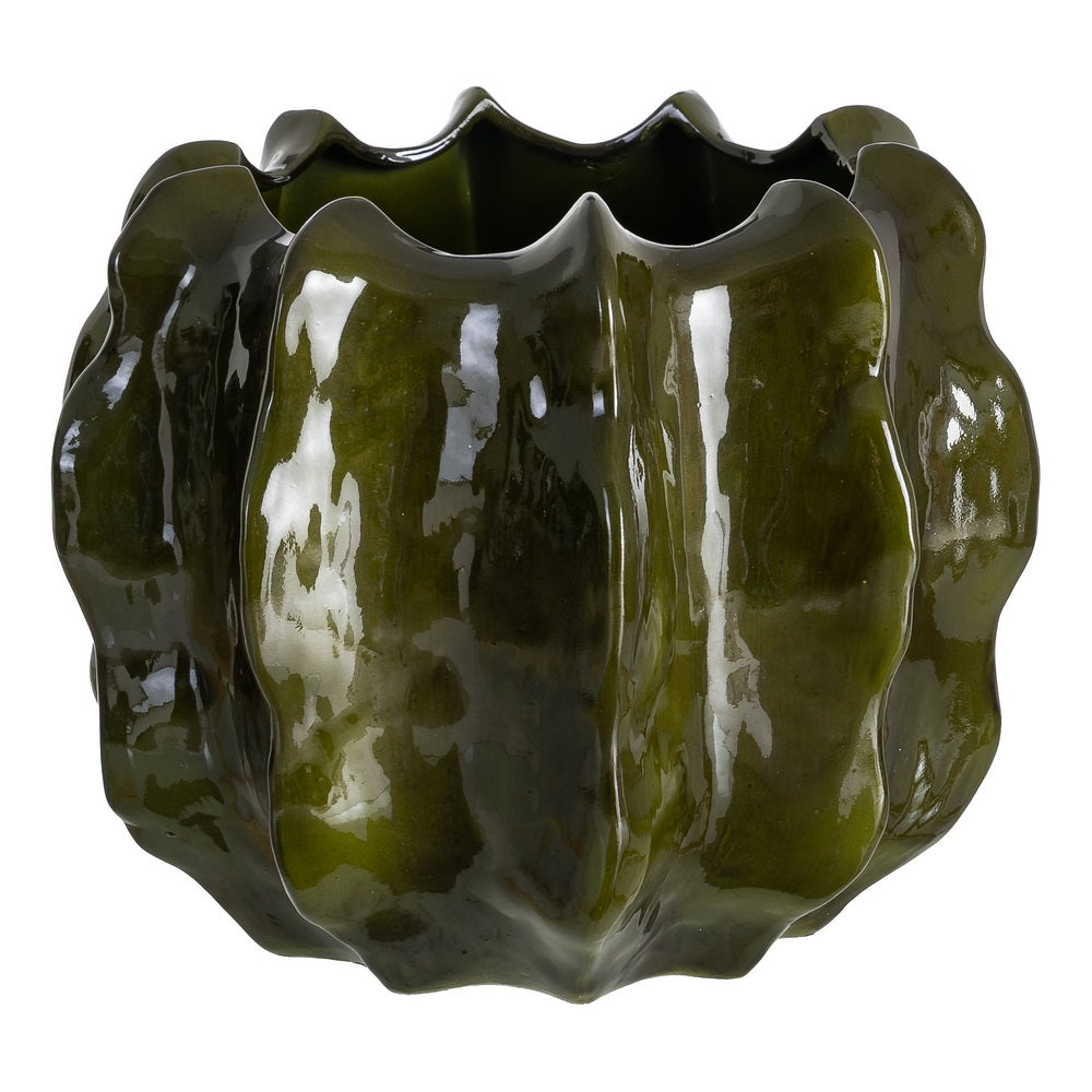MACETERO VERDE CER�MICA DECORACI�N 40 X 40 X 40 CM