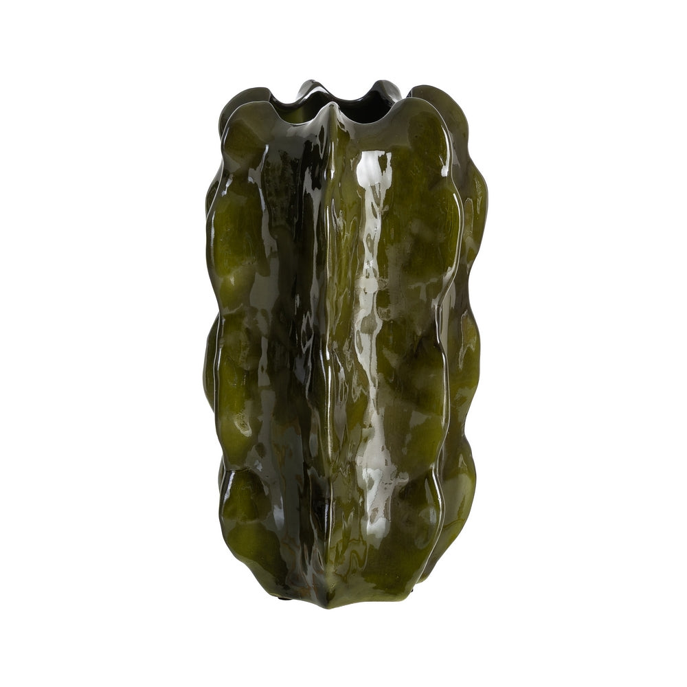 JARRÓN VERDE CERÁMICA DECORACIÓN 18 X 18 X 30 CM