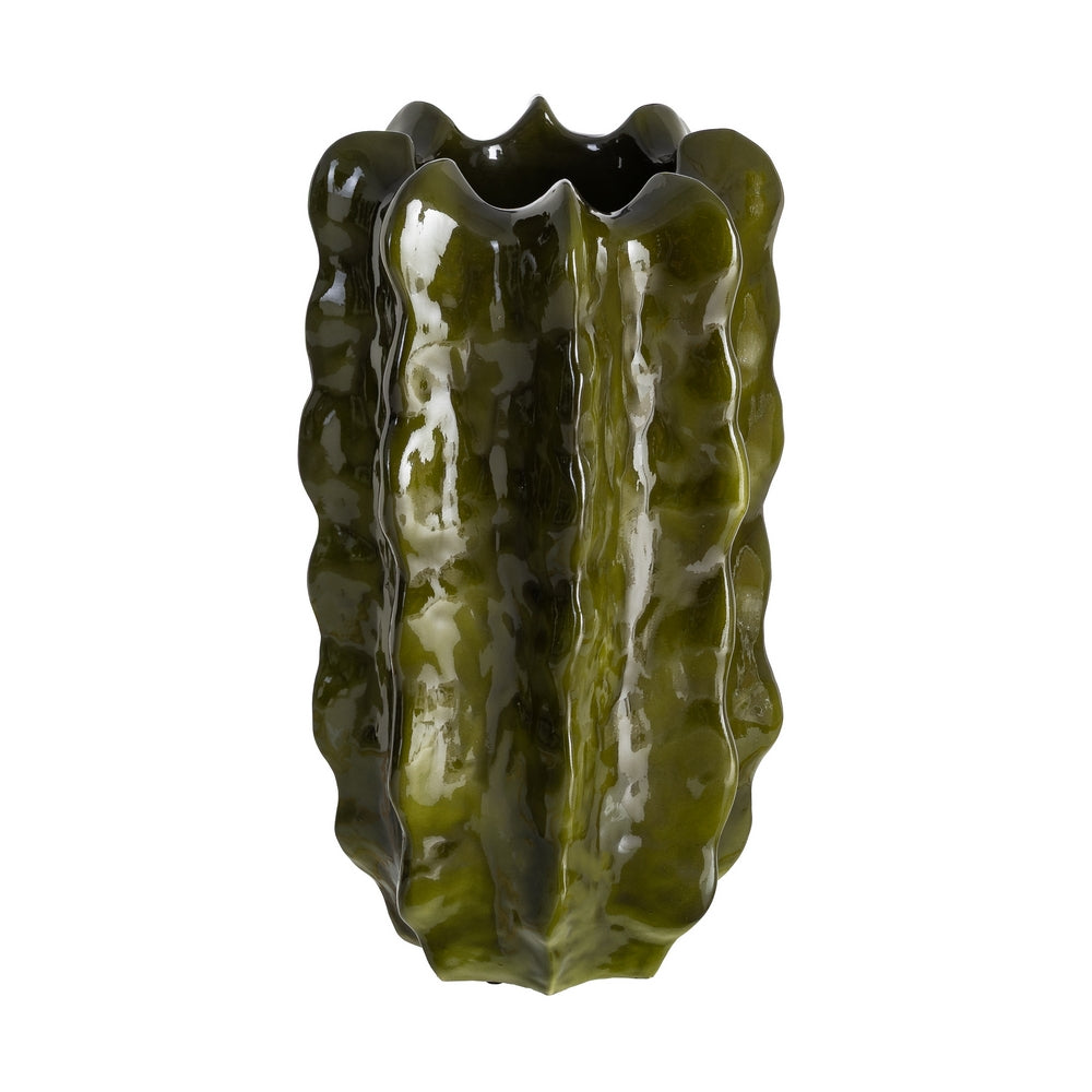 JARRÓN VERDE CERÁMICA DECORACIÓN 31 X 31 X 70 CM