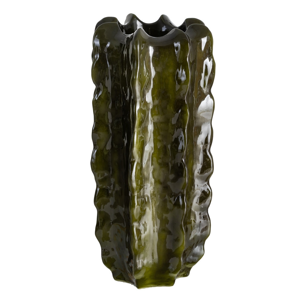 JARRÓN VERDE CERÁMICA DECORACIÓN 35 X 35 X 91 CM