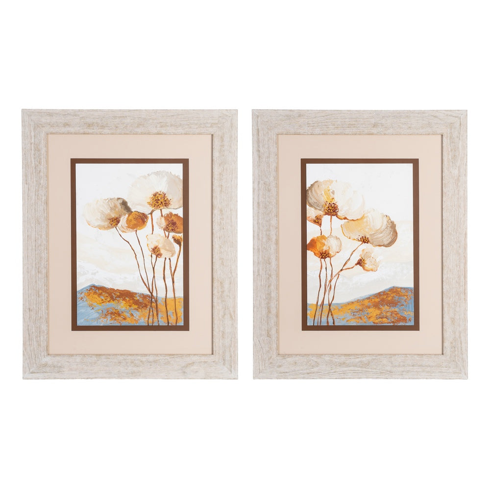 CUADRO PINTURA FLORES 2/M MADERA-CRISTAL 60 X 80 CM