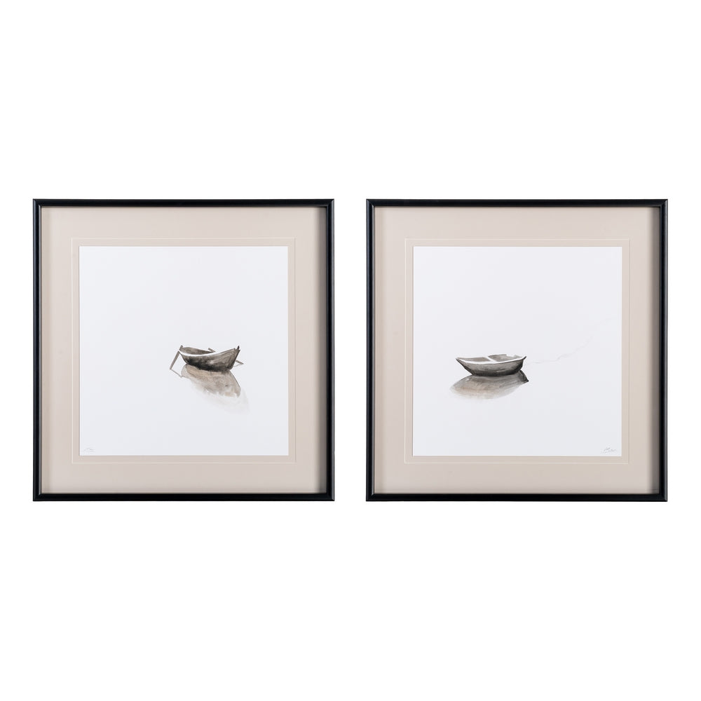 CUADRO PINTURA BARCAS 2/M MADERA-CRISTAL 80 X 80 CM