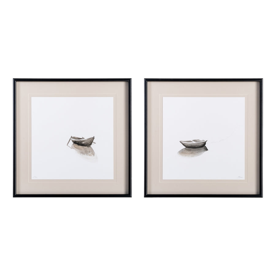 BOAT PAINTING PICTURE 2/M WOOD-GLASS 80 X 80 CM
