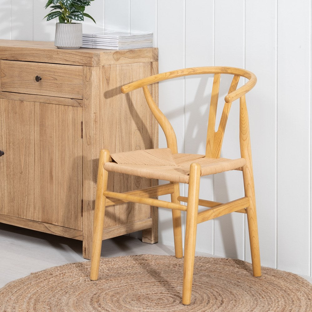 SILLA NATURAL MADERA DE OLMO DECORACI�N 56 X 48 X 78 CM