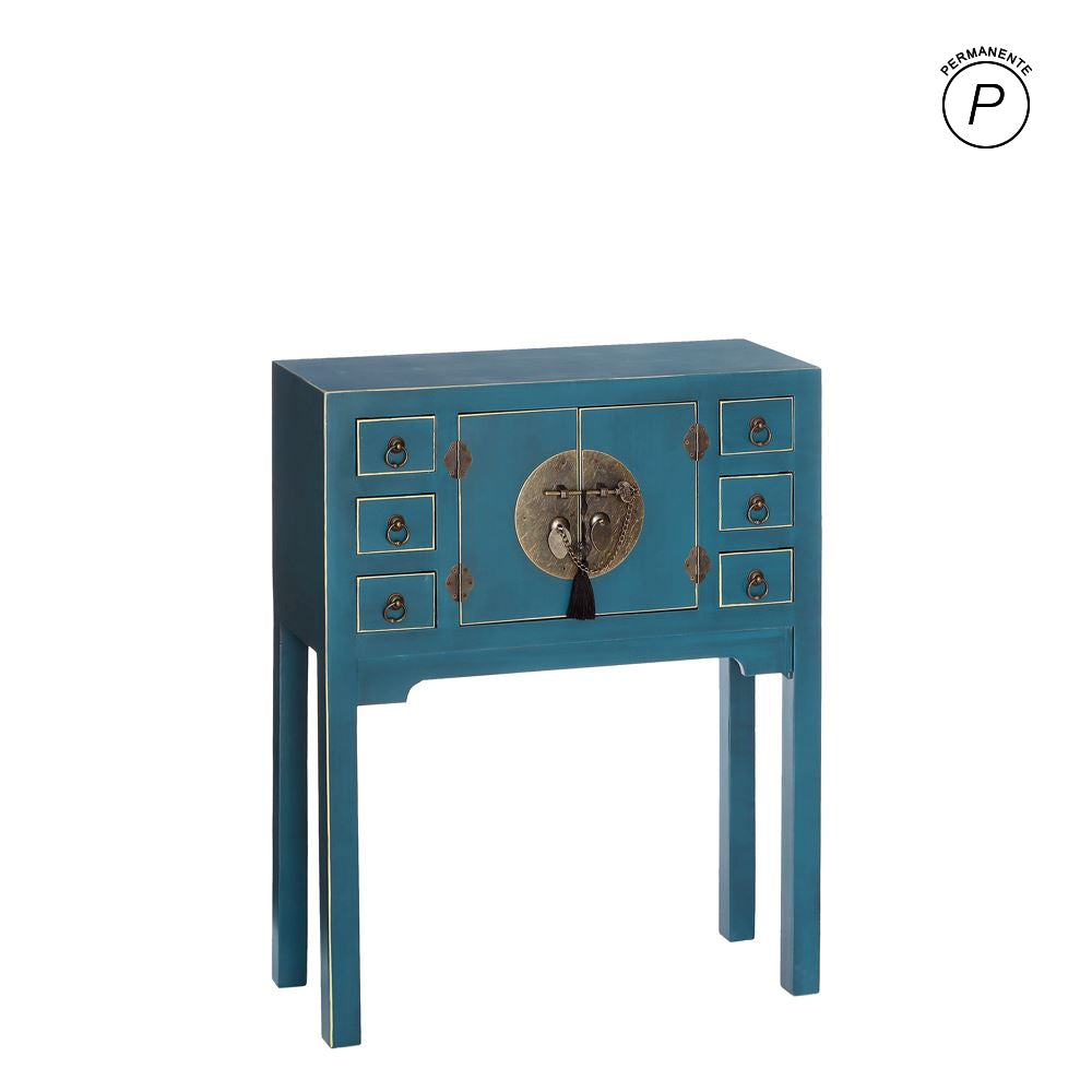 CONSOLA 2 PUERTAS Y 6 CAJONES AZUL DM 63 X 26 X 80 CM