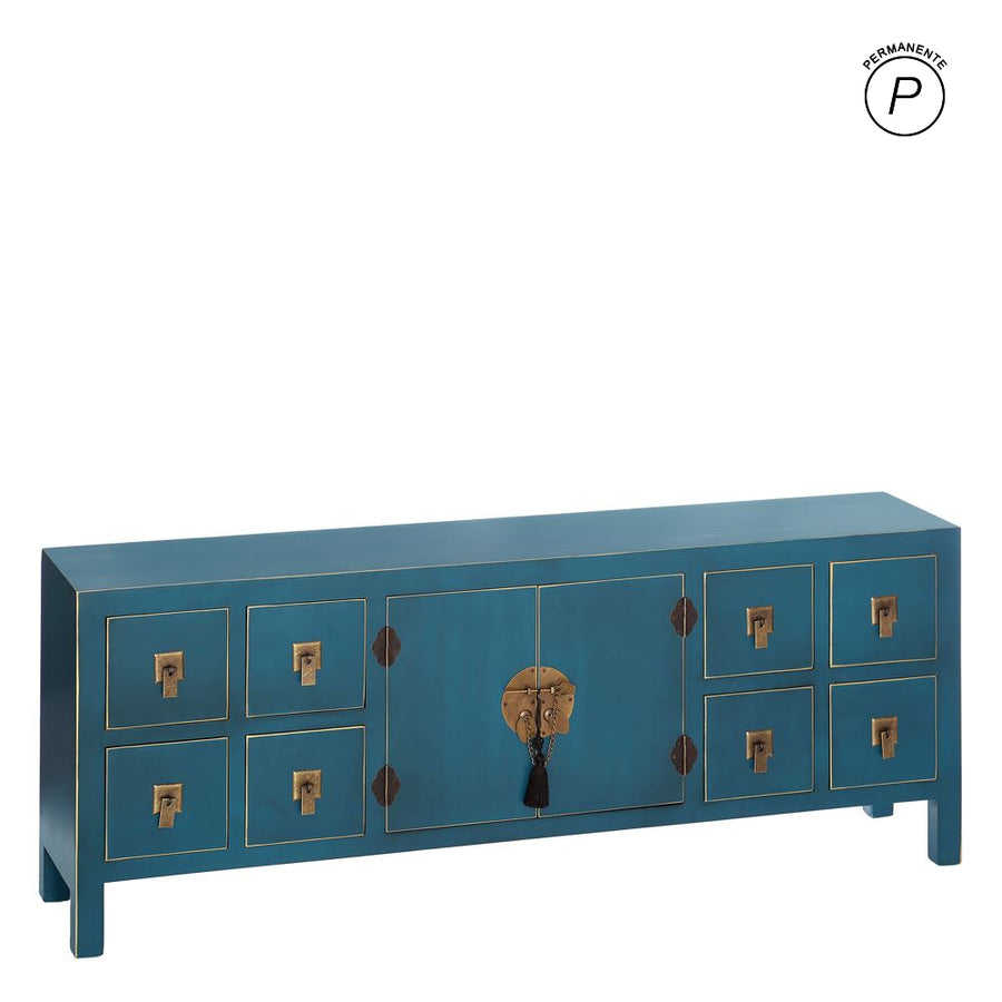 MUEBLE 8 CAJONES AZUL DM ''ORIENTE'' 130 X 24 X 50,50 CM
