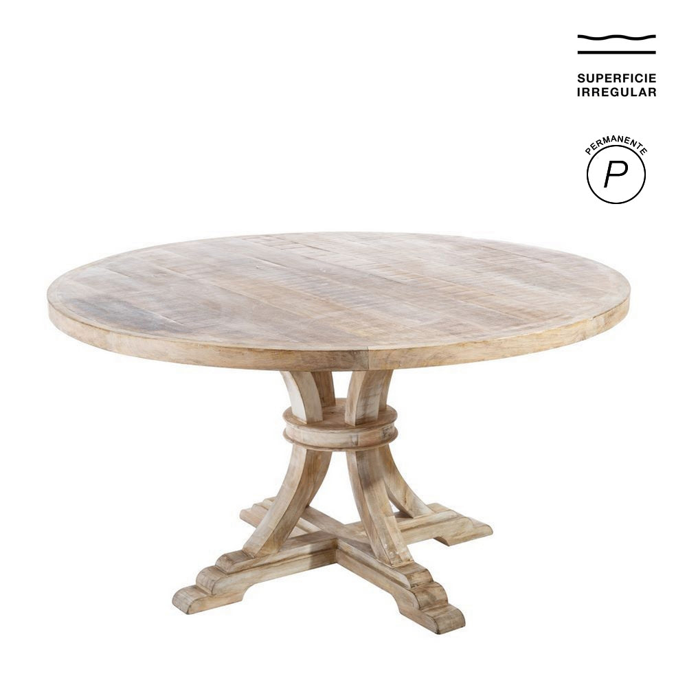 MESA COMEDOR REDONDA BLANCO DECAPÉ 150 X 150 X 76 CM