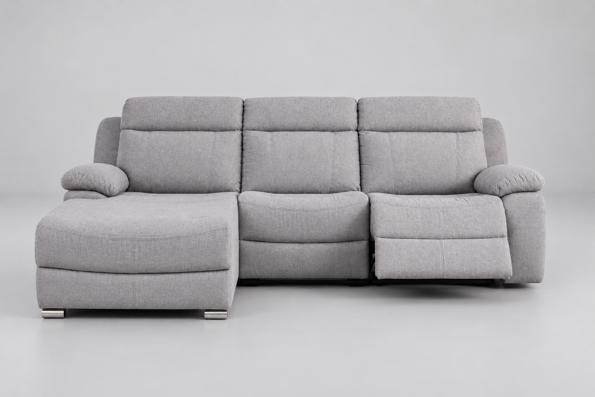 Butaca Olimpo gris, chaise izquierda, vista frontal