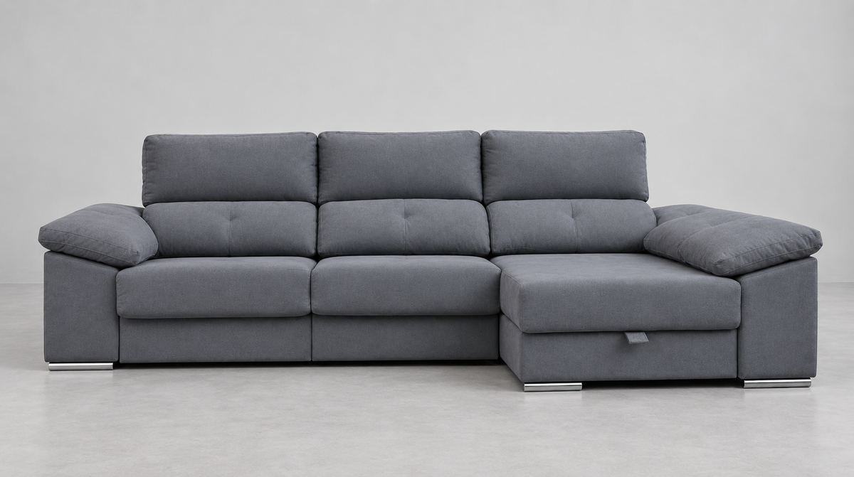Chaise longue Golf — vista frontal — Cairo Antracita — chaise derecha — SKU P017GOLF2SHD000CANT