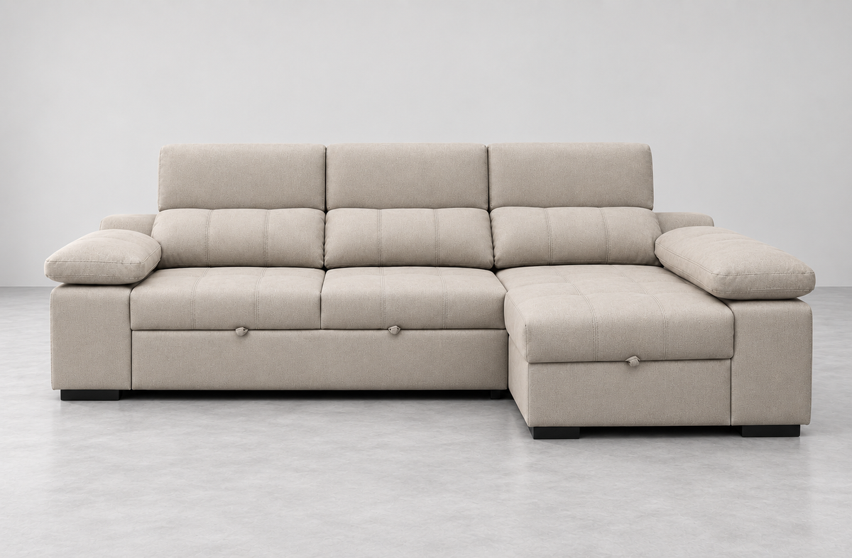 Sofá chaise longue Huesca piedra — vista frontal