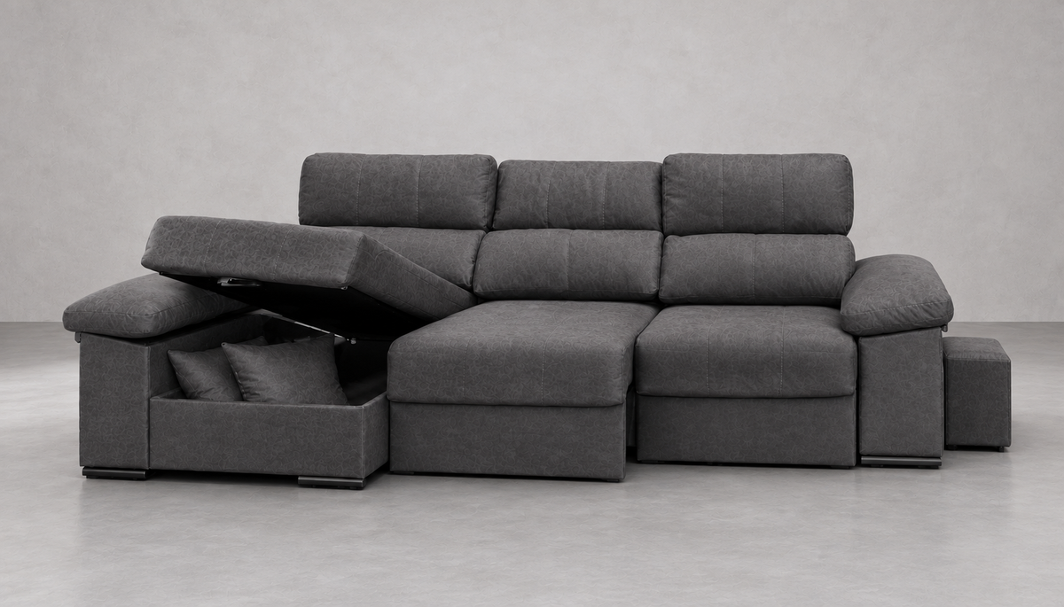 Chaise longue Roma — Cairo Antracita — Chaise derecha — frontal