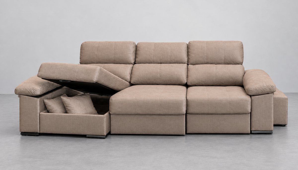 Chaise longue Roma — Cairo Beig Oscuro — Chaise derecha — frontal