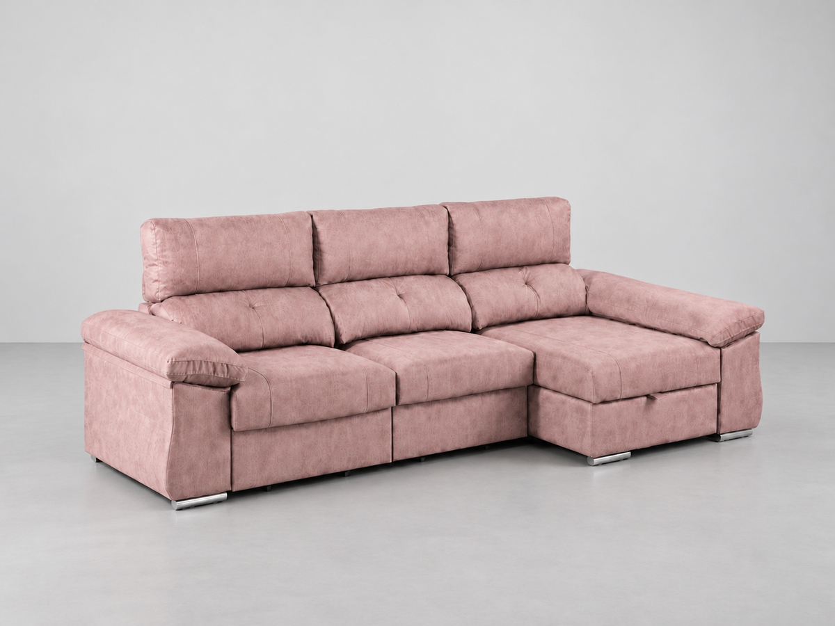Cupra chaise - Magnol-Rosa / Chaise Longue Izquierda - vista 3/4 pared gris