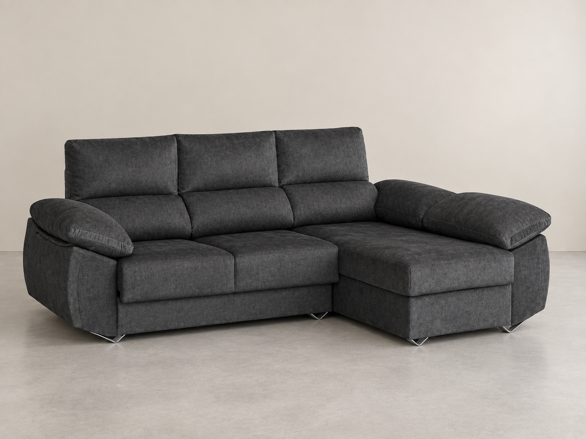 Sofá Chaise Longue Epi antracita derecha vista tres cuartos