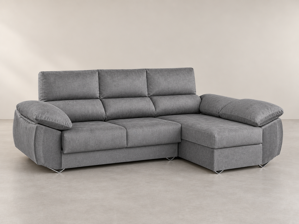 Sofá Chaise Longue Epi cemento derecha vista tres cuartos