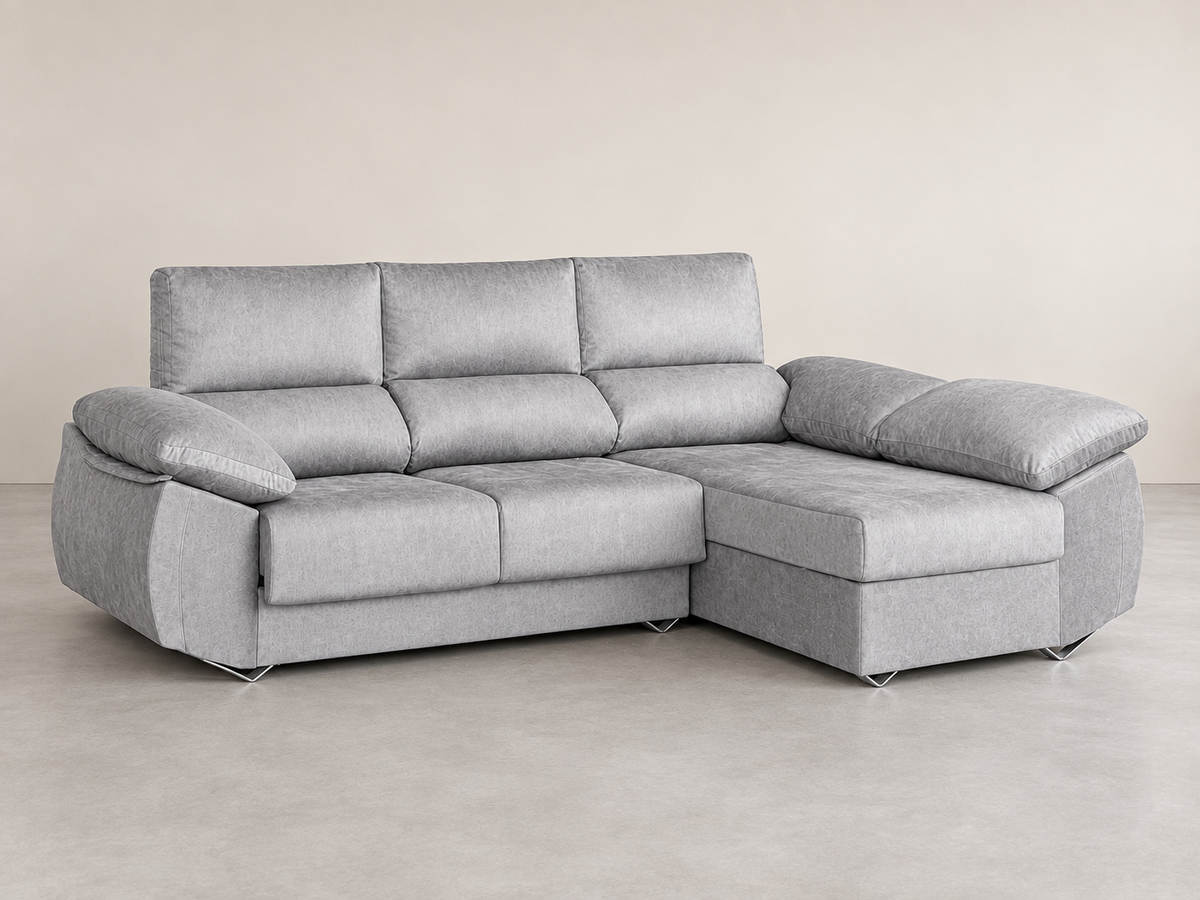 Sofá Chaise Longue Epi plata derecha vista tres cuartos