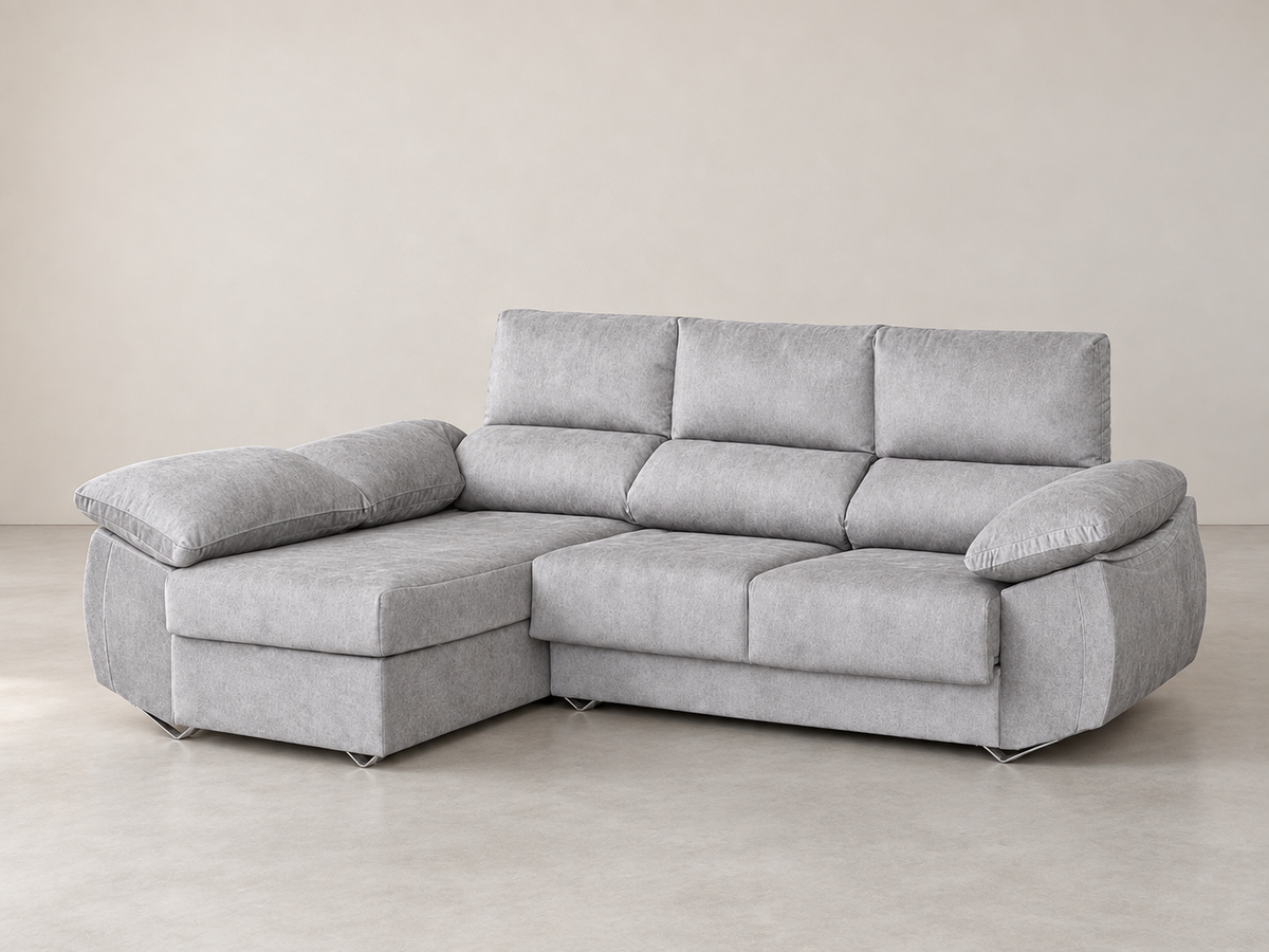 Sofá Chaise Longue Epi plata izquierda vista tres cuartos