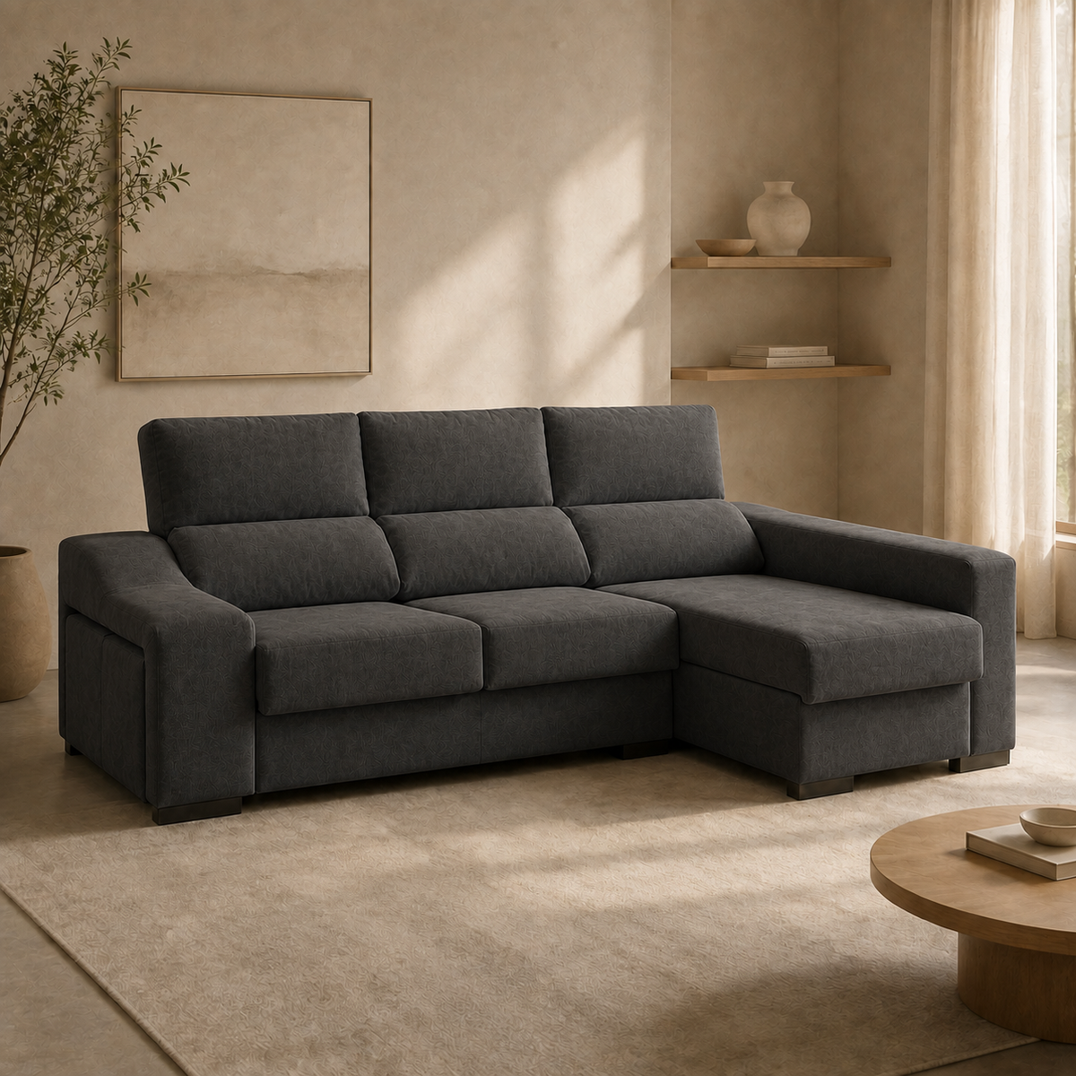 Sofá Franca Edi Marengo, chaise longue derecha, vista ambiente