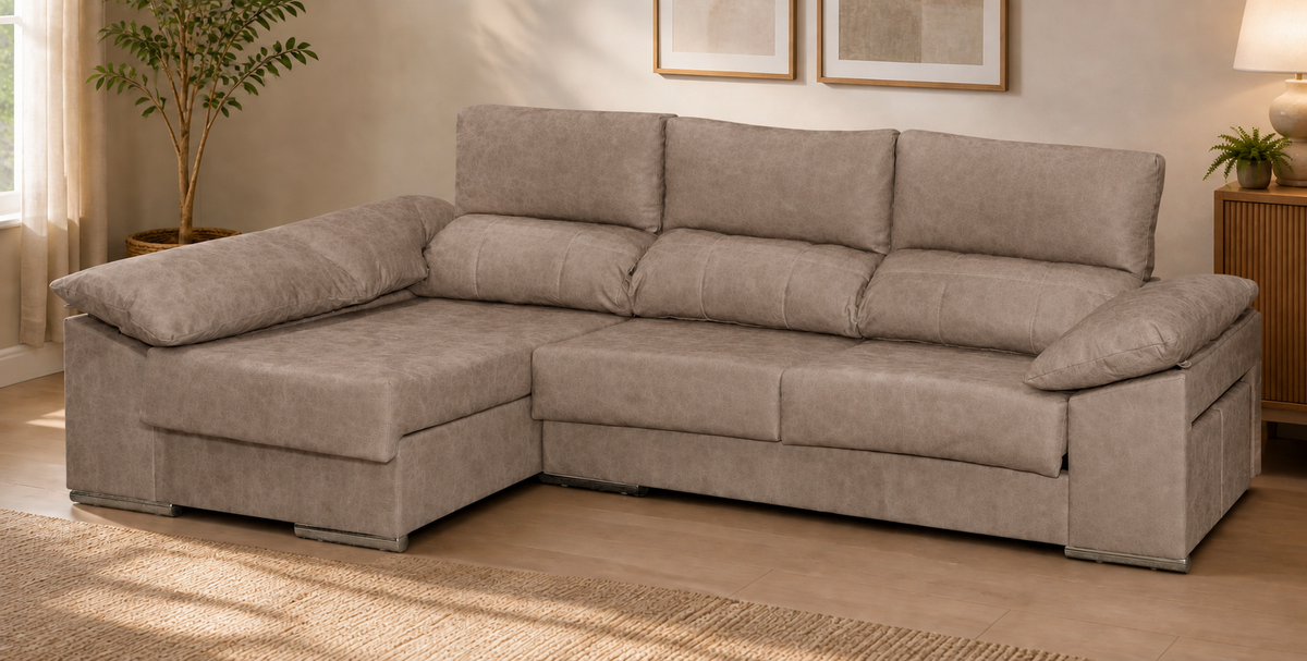 Sofá Franca Magnol Piedra, chaise longue izquierda, vista ambiente