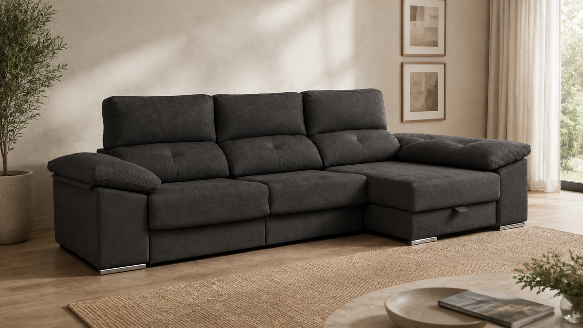 Sofá chaise longue Golf Cairo Antracita, vista ambiente