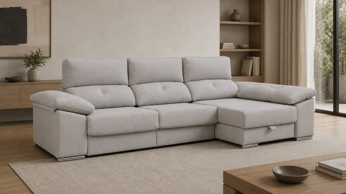 Sofá chaise longue Golf Cairo Perla, vista ambiente