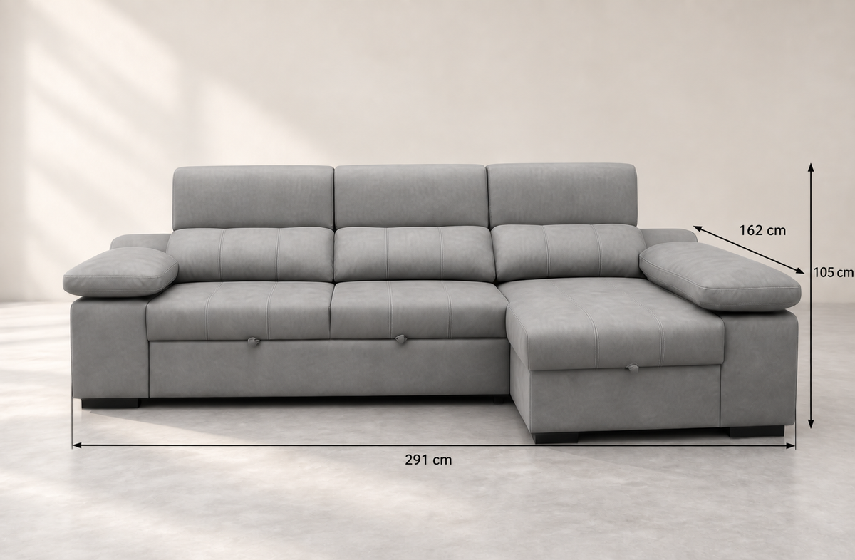 Ficha de medidas Chaise longue Huesca 291 x 162 x 105 cm