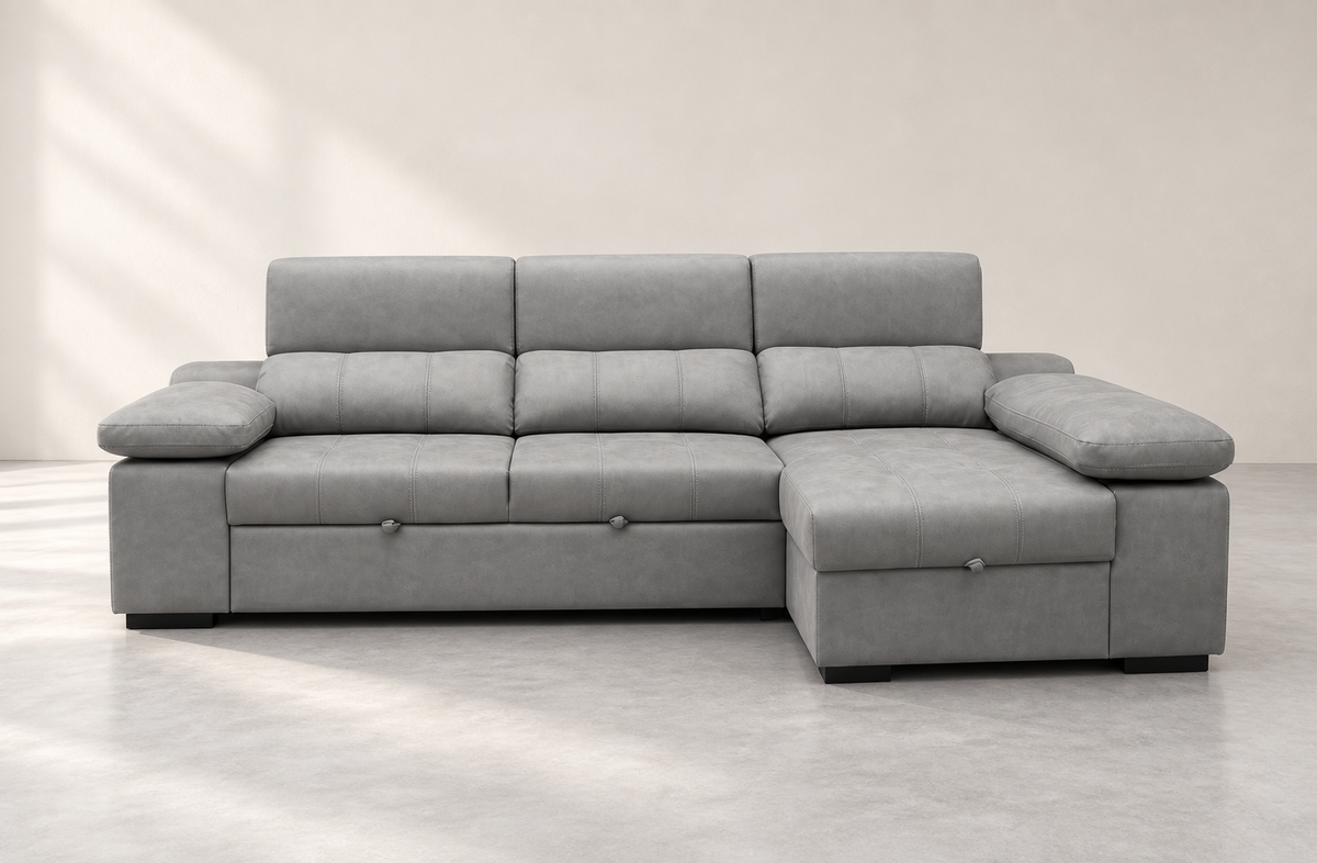 Chaise longue Huesca gris cemento vista tres cuartos limpia