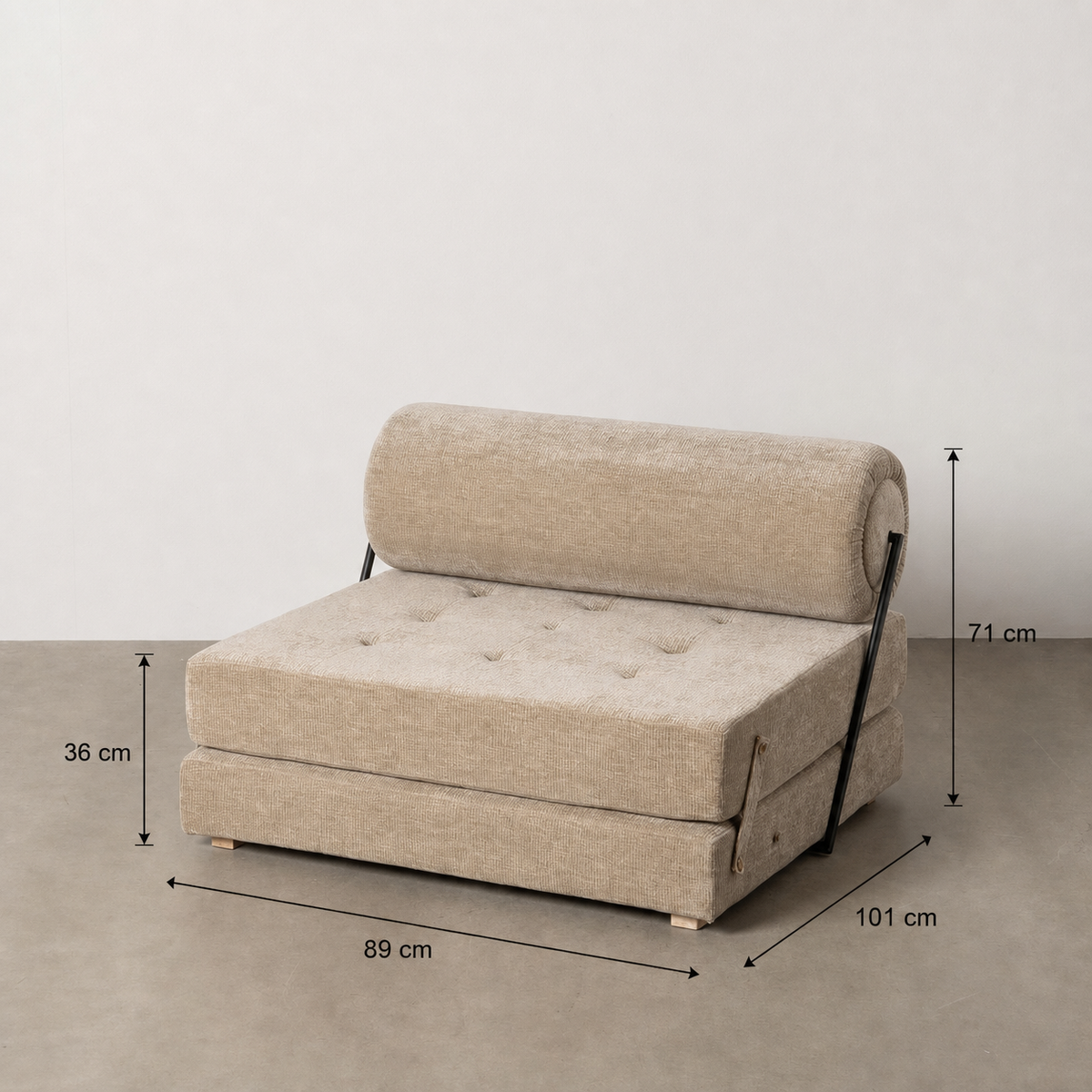 BEIGE WOVEN-WOOD SOFA LIVING ROOM 89 X 101 X 71 CM