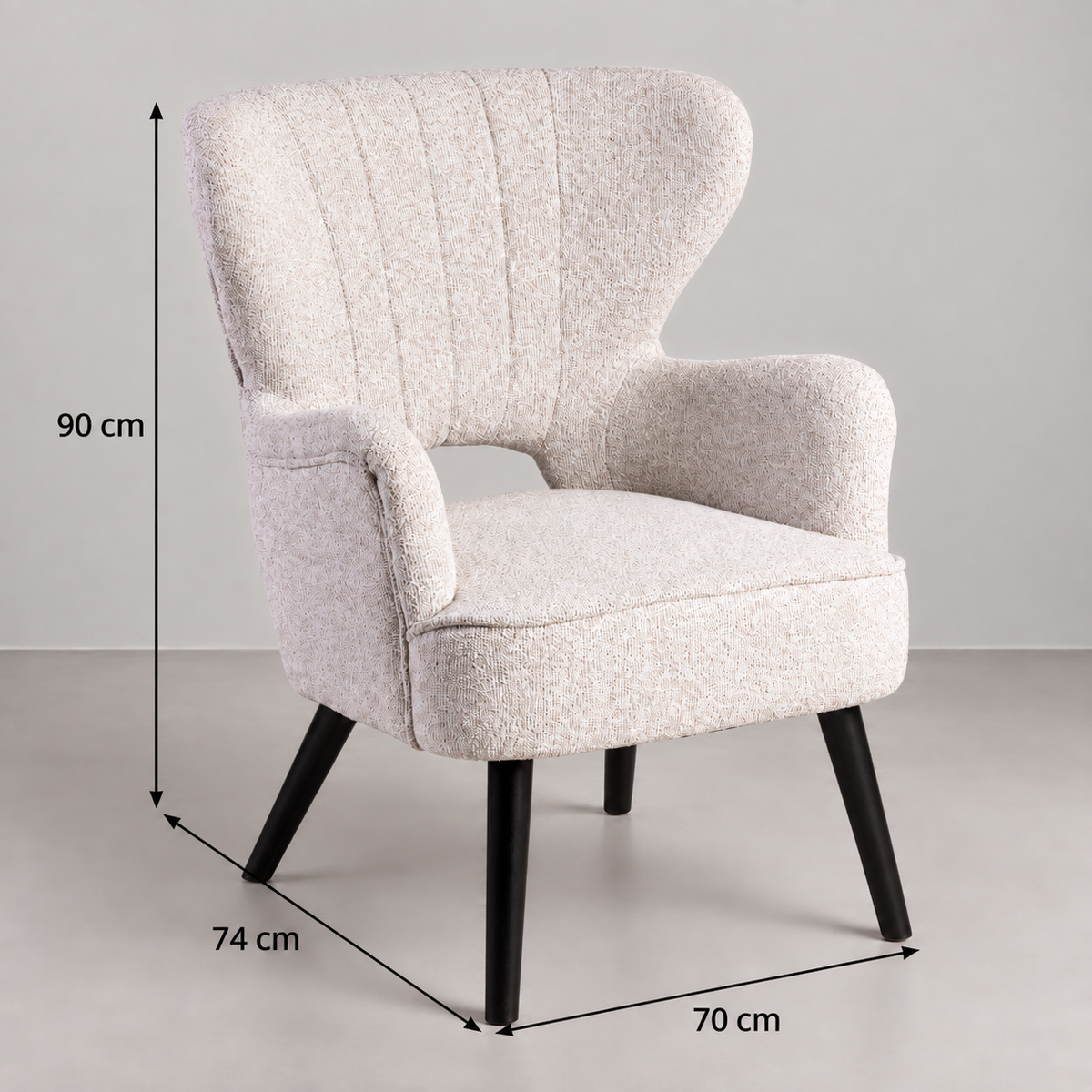 Guía de medidas de SPECKLED RAW WOVEN-WOOD ARMCHAIR 70 X 74 X 90 CM